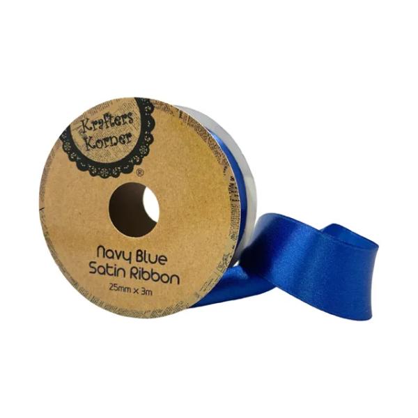 Navy Blue Satin Ribbon - 2.5cm x 300cm
