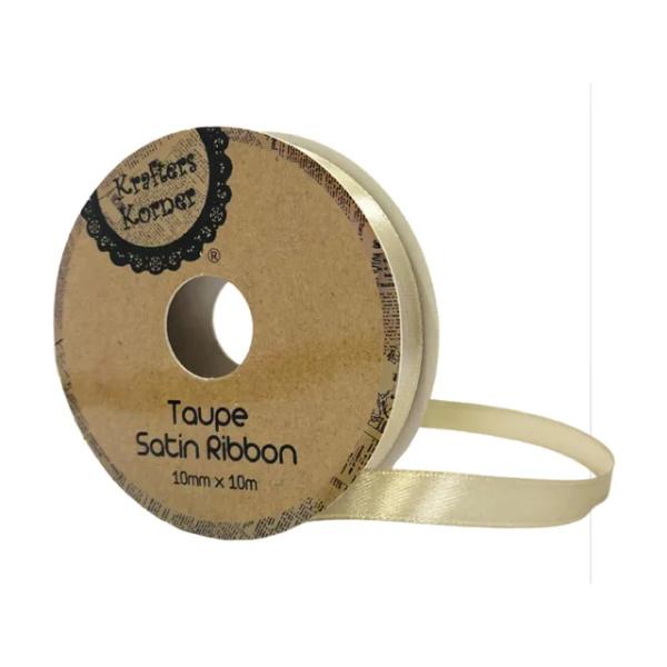 Taupe Satin Ribbon - 1cm x 10m