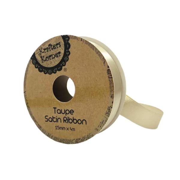 Taupe Satin Ribbon - 1.5cm x 400cm