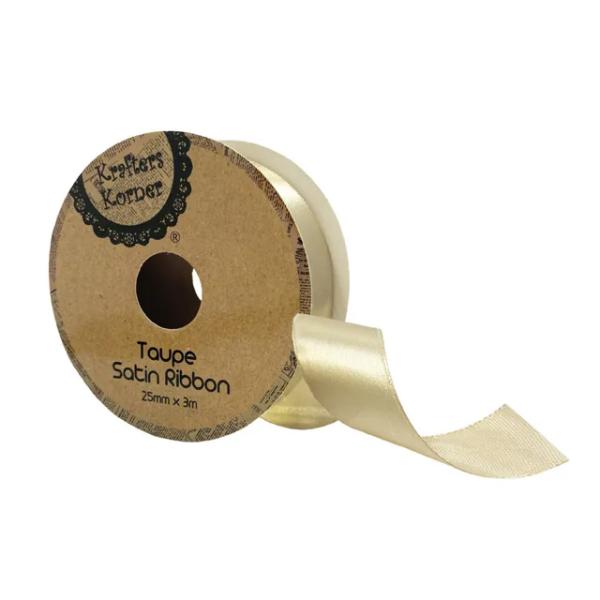 Taupe Satin Ribbon - 2.5cm x 300cm