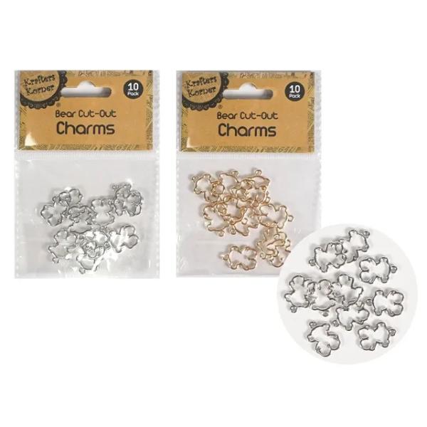 10 Pack Bear Cut Out Charms