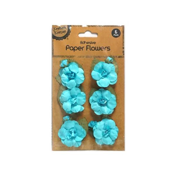6 Pack Adhesive Paper Flowers