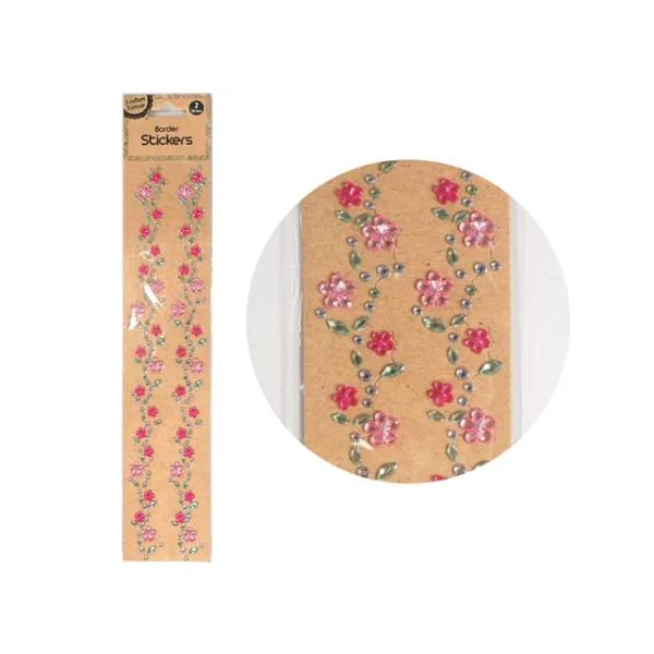 2 Pack Flower Rhinestone Border