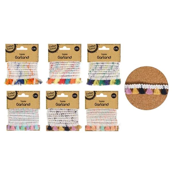 Craft Coloured Tassel Garland - 1.35m