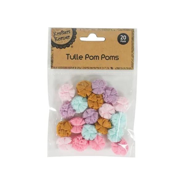 20 Pack Tulle Pom Poms