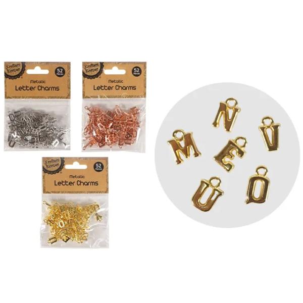 52 Pack Metallic Letter Charms
