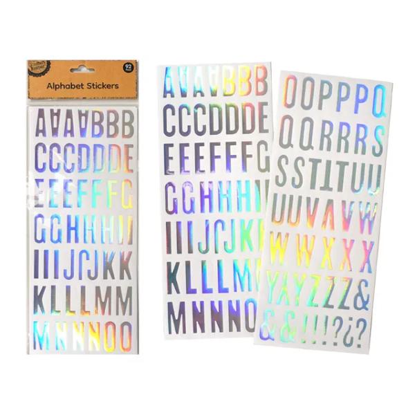 92 Pack Iridescent Alphabet Stickers
