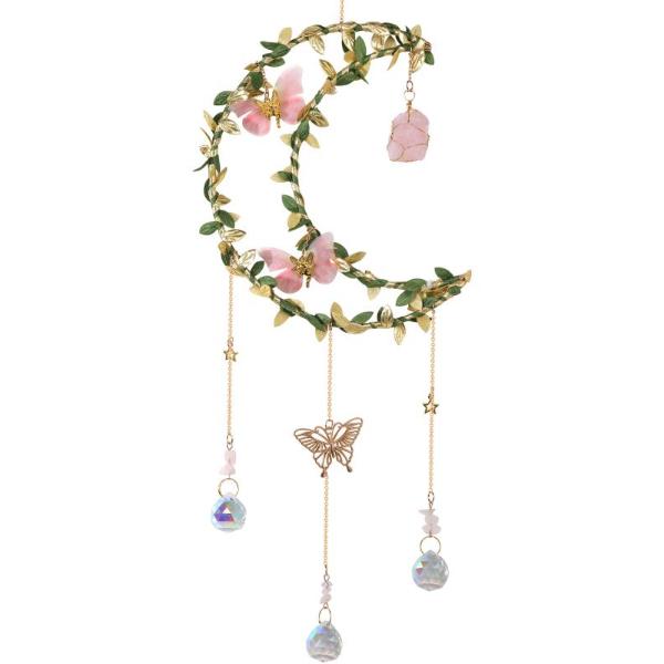 Fairy & Butterfly In Moon Crystal Suncatcher - 56cm