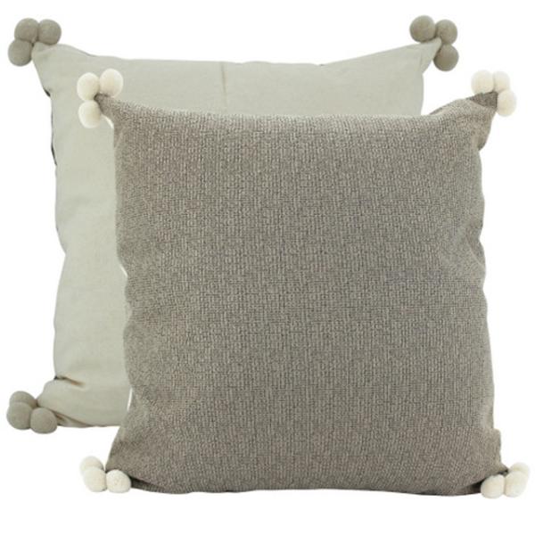 Zeeby Mocha Pompom Cushion - 50cm x 50cm