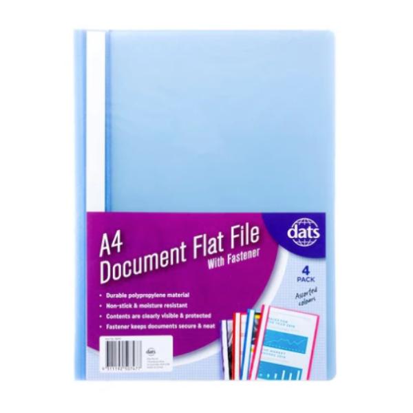 4 Pack A4 Document Flat File With Fastener