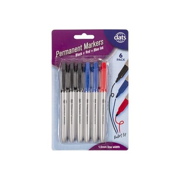 6 Pack Assorted Permanent Makers