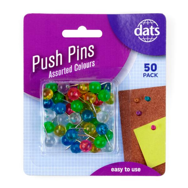 50 Pack Assorted Push Pins