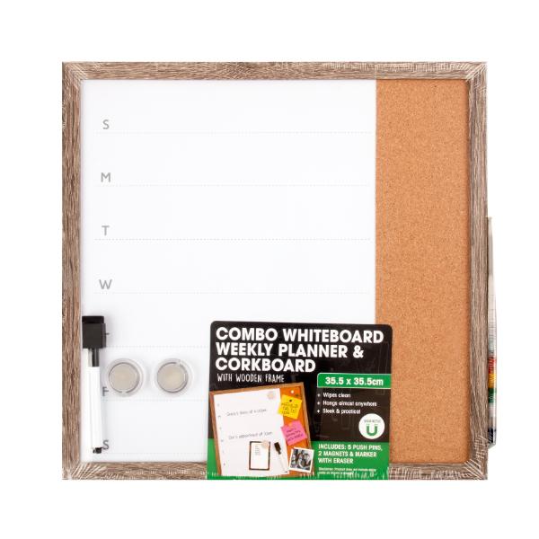 3 In 1 Combo Whiteboard Weekly Planner With Marker - 35.5cm x 35.5cm
