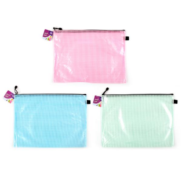 Pastel Colour Mesh Zipper Pencil Case - 44cm x 32.5cm
