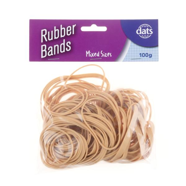 Brown Mixed Sizes Rubber Bands - 100g
