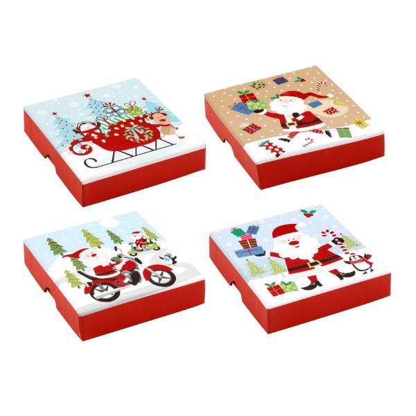 Assorted Christmas Square Kraft With Foil Gift Box