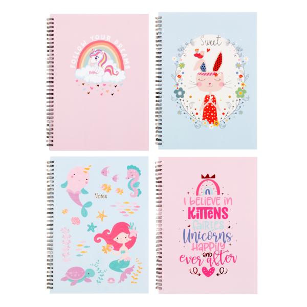 Spiral Girls Card Cover Printed A4 Notebook - 120 Pages