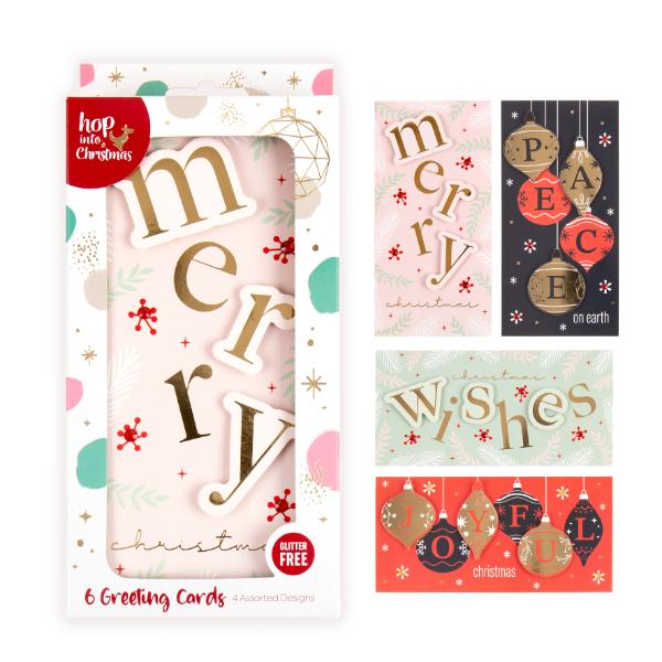 6 Pack Handmade Christmas Cards - 9cm x 18cm