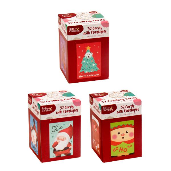 32 Pack Christmas Greeting Cards Box With Envelopes - 6.4cm x 9.6cm