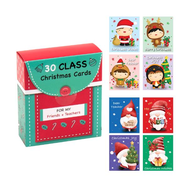 30 Pack Christmas Greeting Cards Box - 8.5cm x 10cm