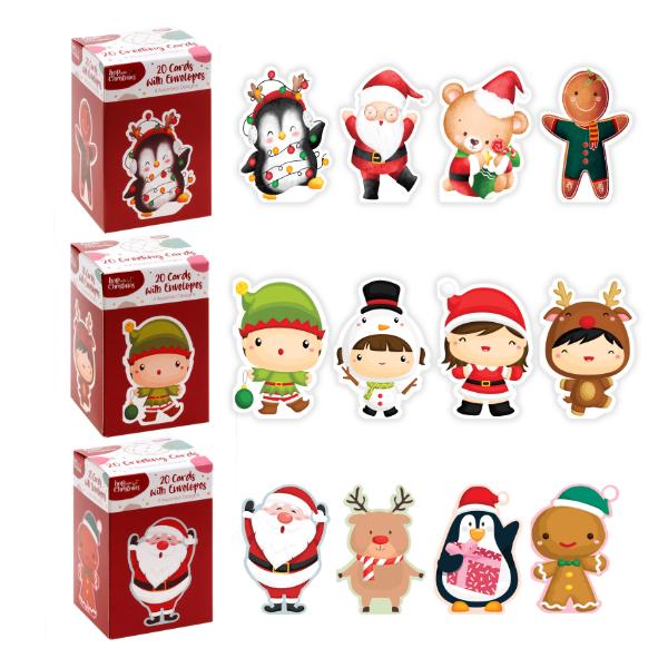 20 Pack Christmas Cards Cut Outs With Envelopes - 7.5cm x 11cm