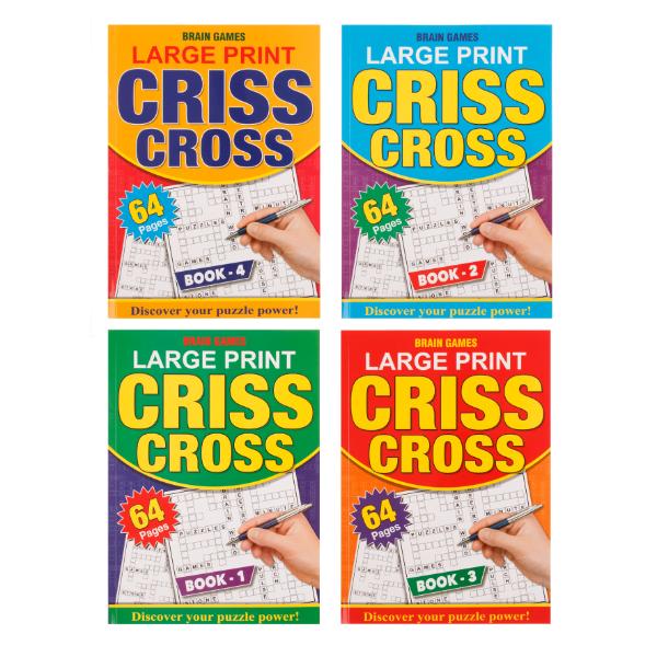 A4 Book Criss Cross Large Print Brain Games - 64 Pages