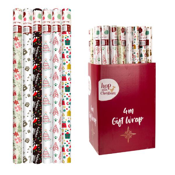 Assorted Christmas Paper Gift Wrap = 70cm x 400cm