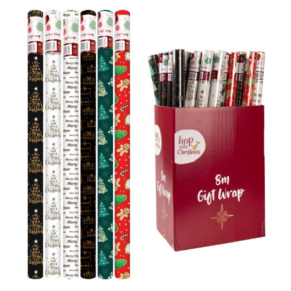 Assorted Christmas Paper Gift Wrap = 70cm x 800cm