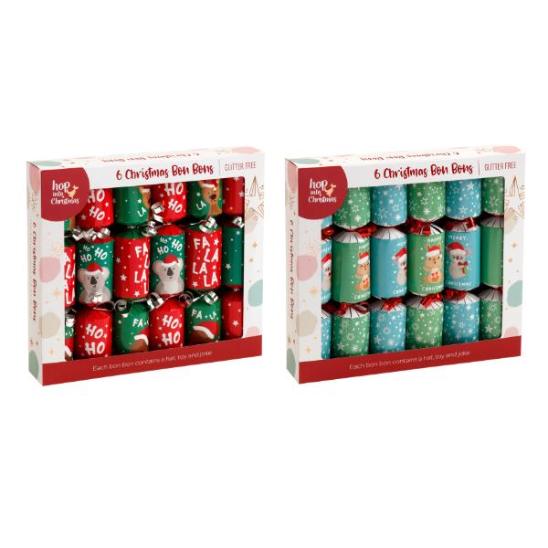 6 Pack Assorted Christmas Bon Bons - 22cm x 4cm