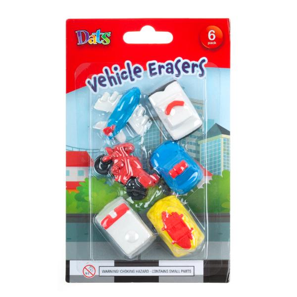 6 Pack Vehicle Erasers
