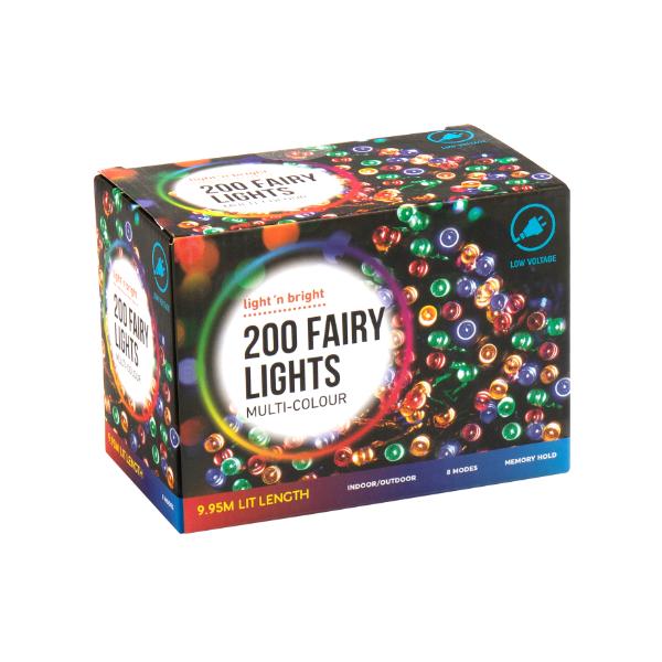 200 Multi Colour Fairy Lights - 9.95m