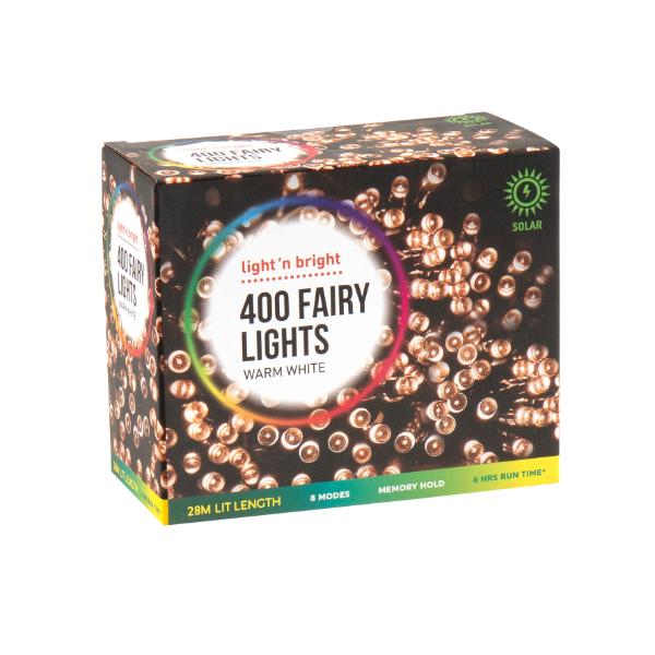 400 Warm White Fairy Lights - 28m