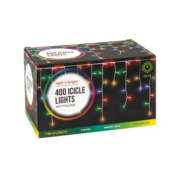 400 Multicolour Icicle Lights - 790cm
