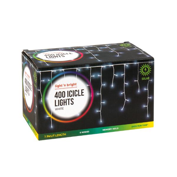 400 White Icicle Lights - 790cm