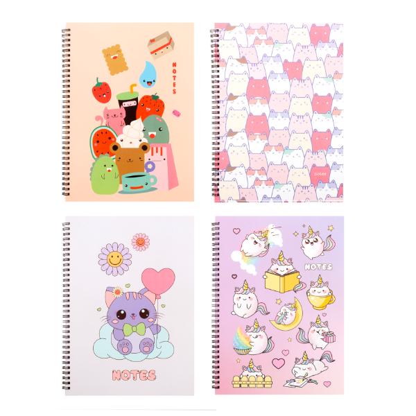 Spiral Cute Des Card Cover Printed A5 Notebook - 120 Pages