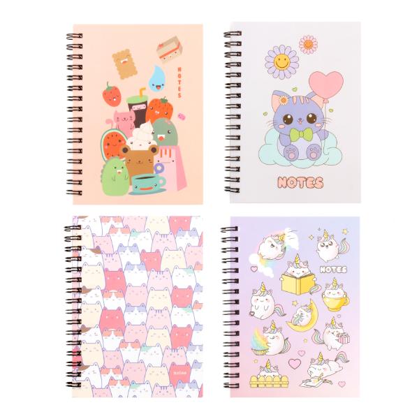 Spiral Cute Des Card Cover Printed A6 Notebook - 120 Pages
