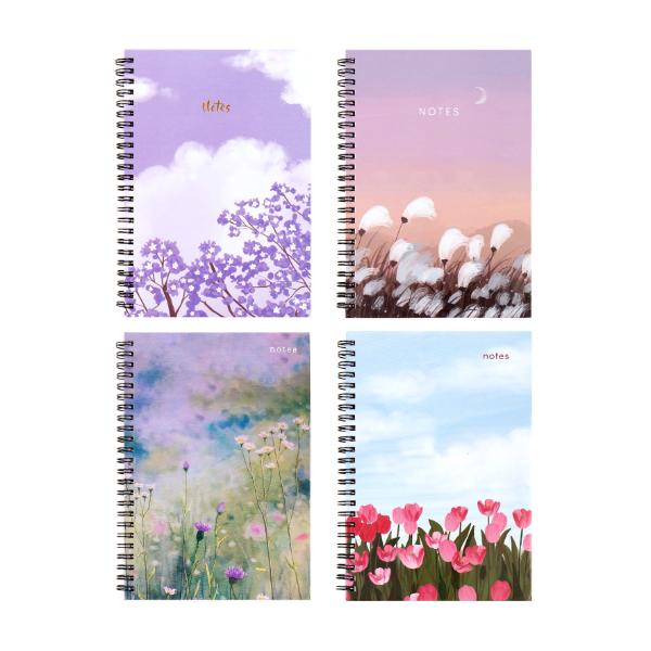 Spiral Floral Printed Hard Cover A5 Notebook - 120 Pages