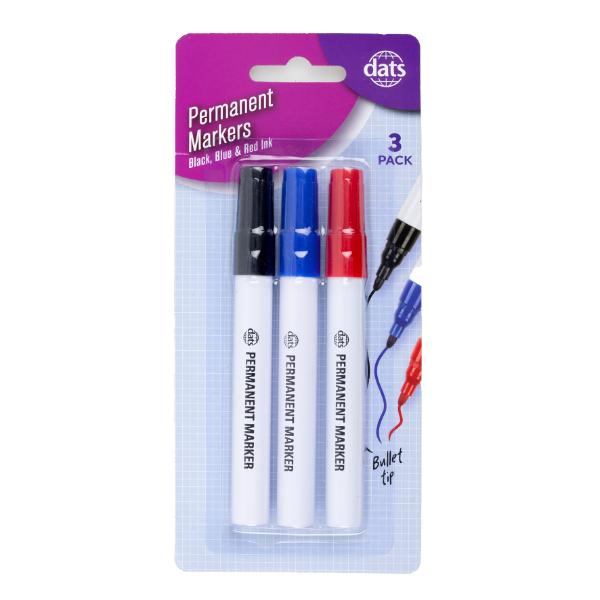 3 Pack Aluminum Barrel Permanent Markers