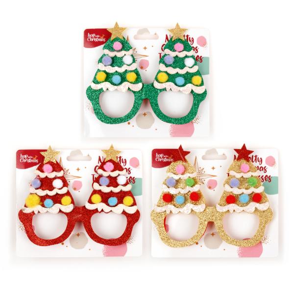 Christmas Tree Glitter Novelty Glasses