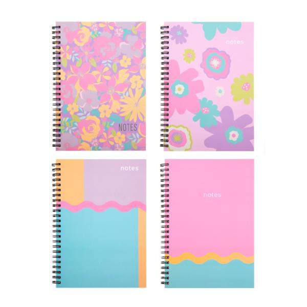 Spiral Pestal Colours Printed Card Cover A5 Notebook - 120 Pages