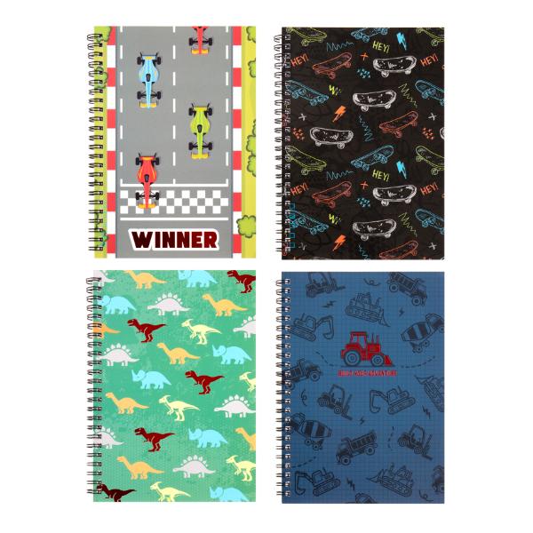 Spiral Boys Printed Card Cover Notebook - 129 Pages