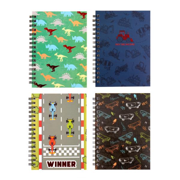Spiral Boys Des Printed Card Cover A6 Notebook - 120 Pages