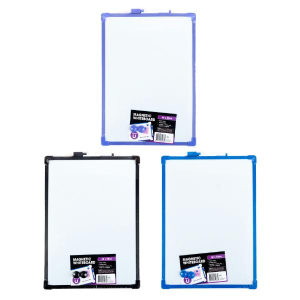 Double Sided Magnetic Whiteboard With Marker - 35cm x 25cm