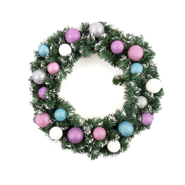 Christmas Wreath Decorated Glitter Balls - 50cm