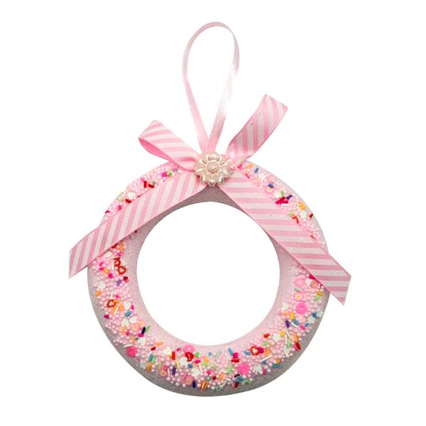 Christmas Pink Wreath Tree Decoration - 15cm x 2cm