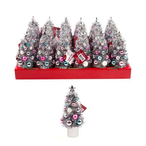 Christmas 3D Tinsel Tree With Ball Table Decoration - 20.5cm