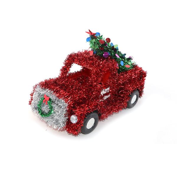 Christmas 3D Tinsel Truck Table Decoration - 27cm