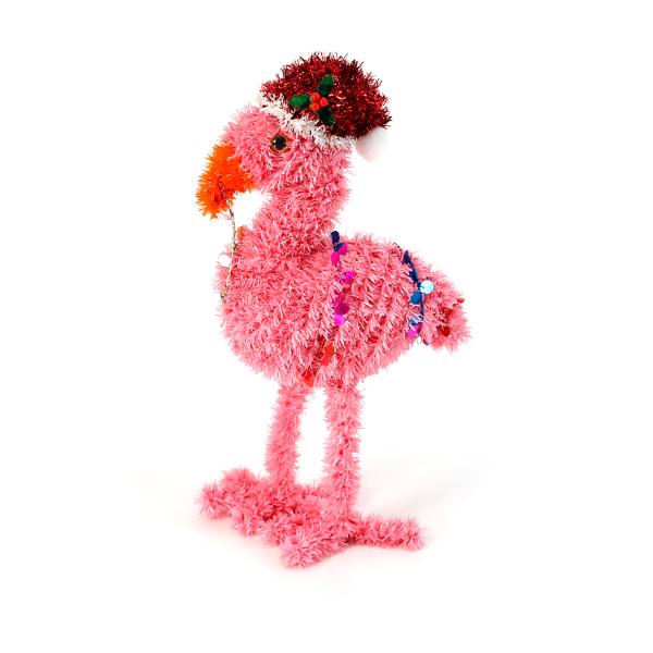 Christmas 3D Tinsel Flamingo Table Decoration - 35cm