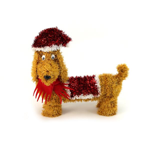 Christmas 3D Tinsel Dog Table Decoration - 22cm