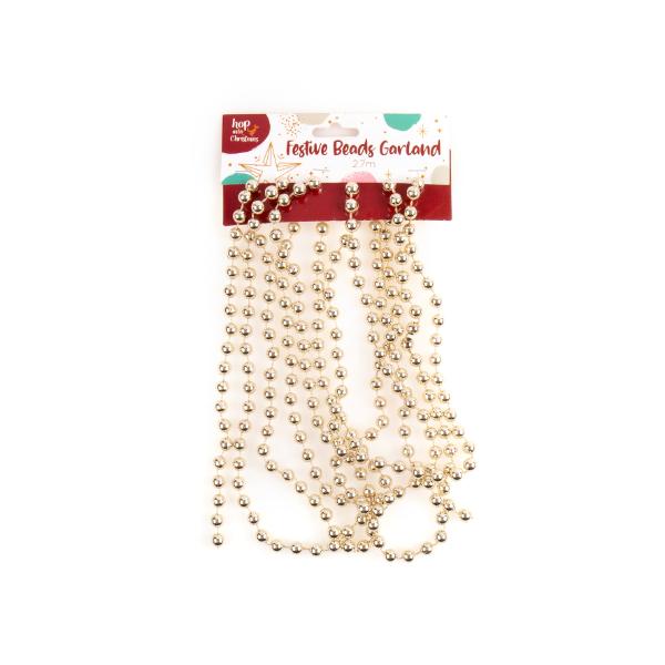 Christmas Champagne Garland With Beads - 270cm